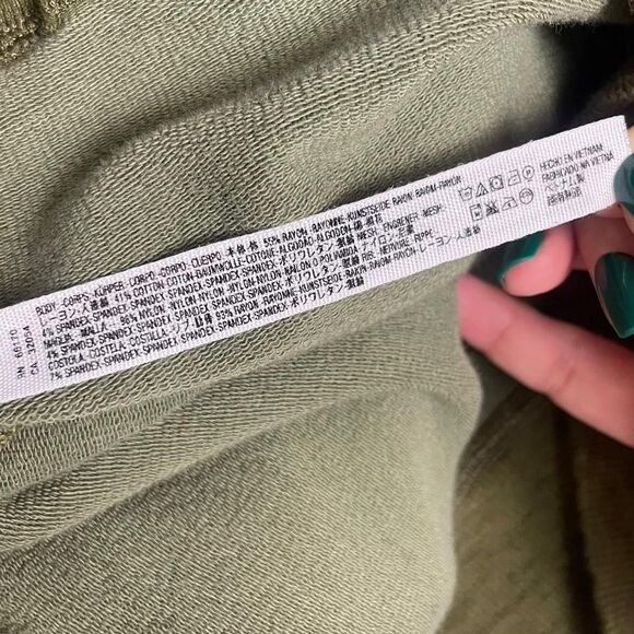 Free People FP Movement Markle Mesh 1/2 Zip Hoodie Olive Green XS - Picture 8 of 8